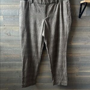 Hh_Hhh Hilfiger Wool Brown Plaid Cropped Pants with Tailored Slim Fit